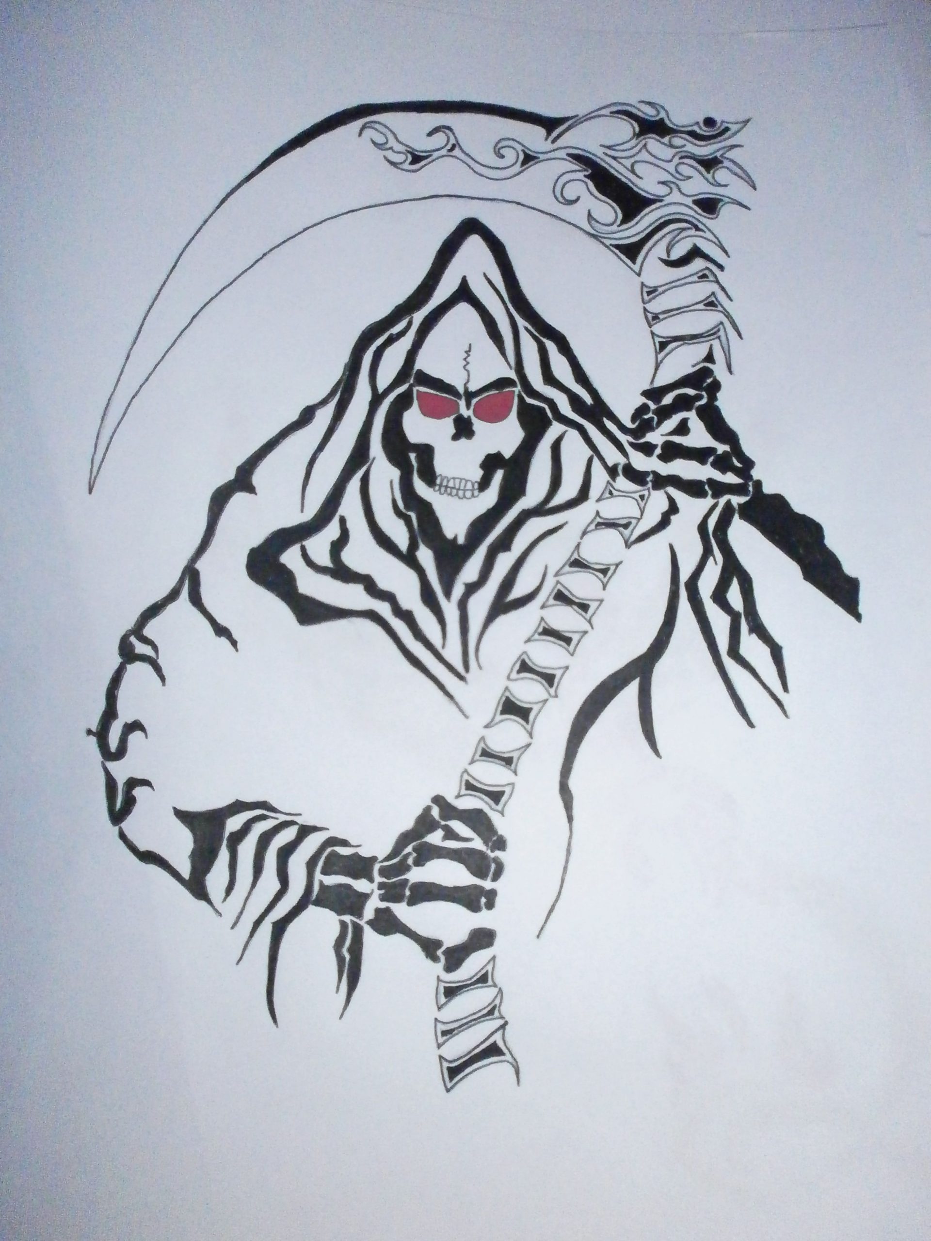 Dessin Tete De Mort - Tribal Flame Skull  Dessins Crayons Et Fusains tout Dessiner Une Tete De Mort 