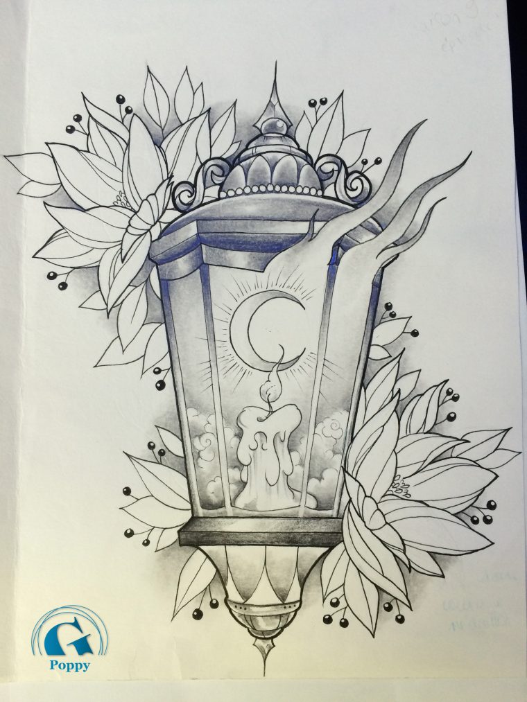 Dessin-Uage-Tattoo-Lanterne-Fleurs  Graphicaderme encequiconcerne Idée De Dessin Facile