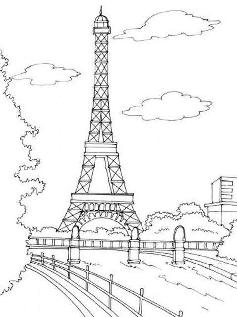 Dessins Et Coloriages: 5 Coloriages De La Tour Eiffel En Ligne À Imprimer destiné Dessin Tour Eiffel À Imprimer