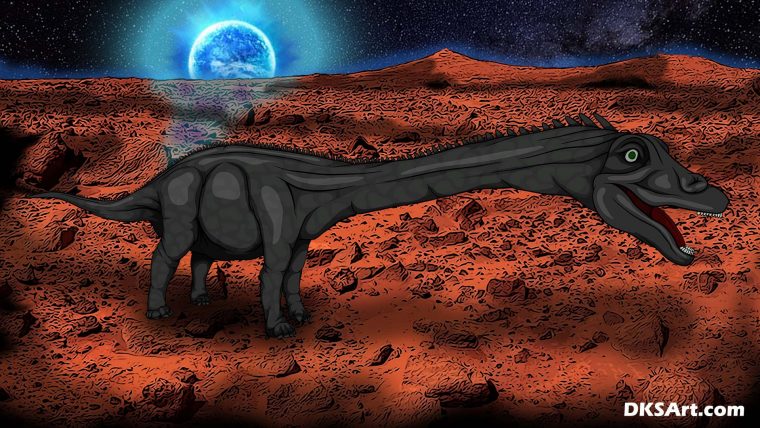 Diplodocus Standing On Planet Mars Digital Artwork Drawing intérieur How To Draw A Diplodocus