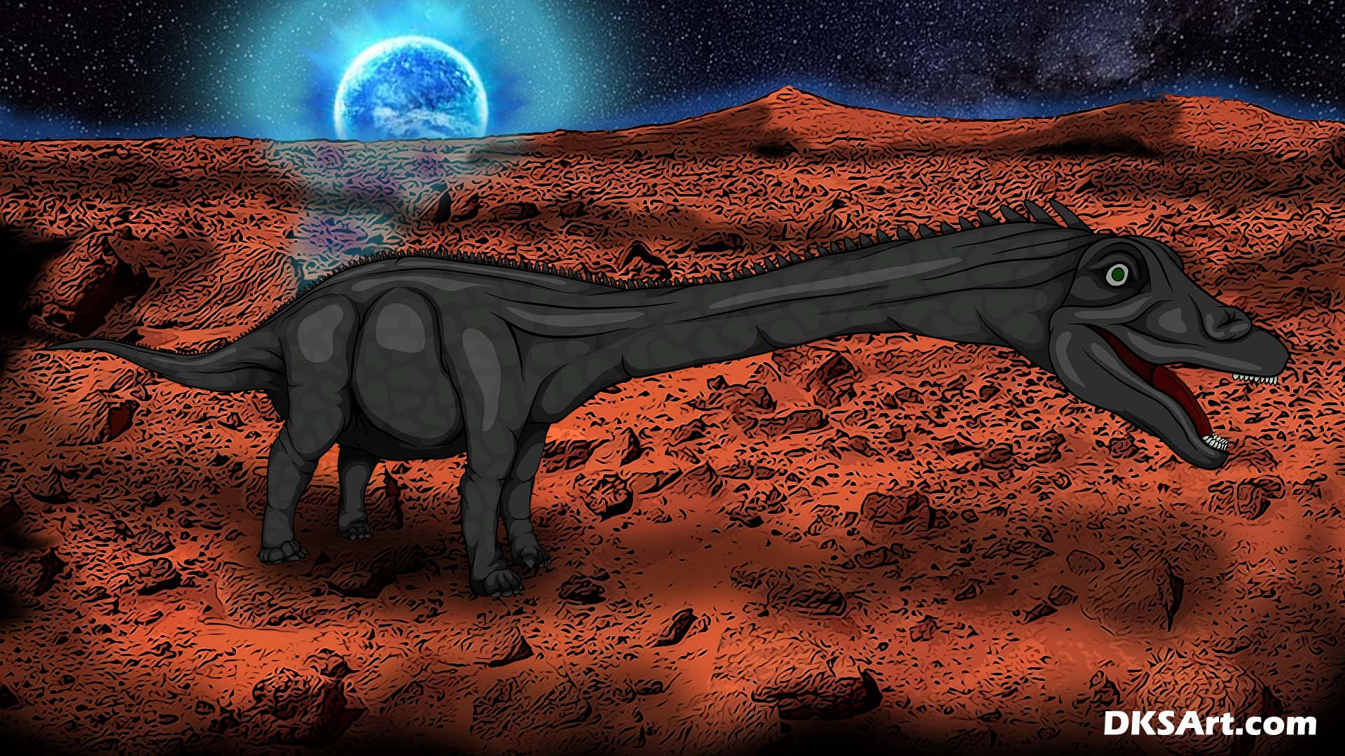 Diplodocus Standing On Planet Mars Digital Artwork Drawing intérieur How To Draw A Diplodocus 
