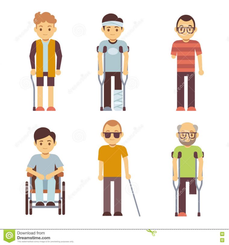 Disabled People Vector Set. Old And Young Invalid Persons Stock Vector tout Dessin Handicap