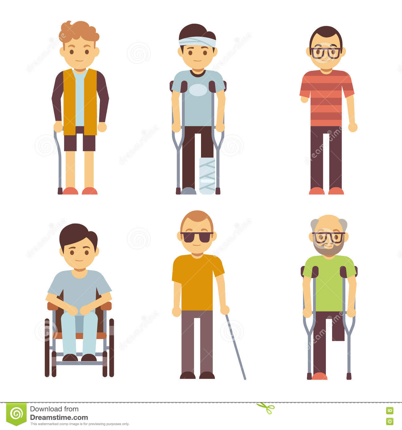 Disabled People Vector Set. Old And Young Invalid Persons Stock Vector tout Dessin Handicap 