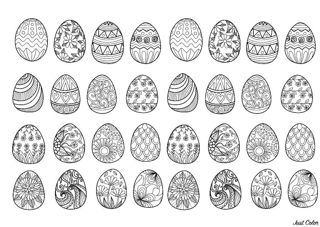 Easter Eggs For Coloring Book - Pâques - Coloriages Difficiles Pour Adultes à Oeuf De Paques A Colorier 