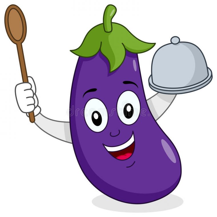 Eggplant Character With Tray And Spoon Stock Vector – Image: 56556253 concernant Dessin Aubergine