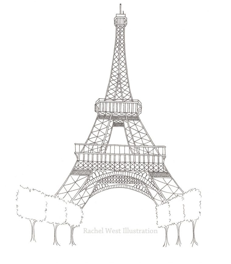 Eiffel Tower Drawing Easy  Eiffel Tower, Eiffel Tower Drawing Easy à Tour Eiffel Dessin Simple