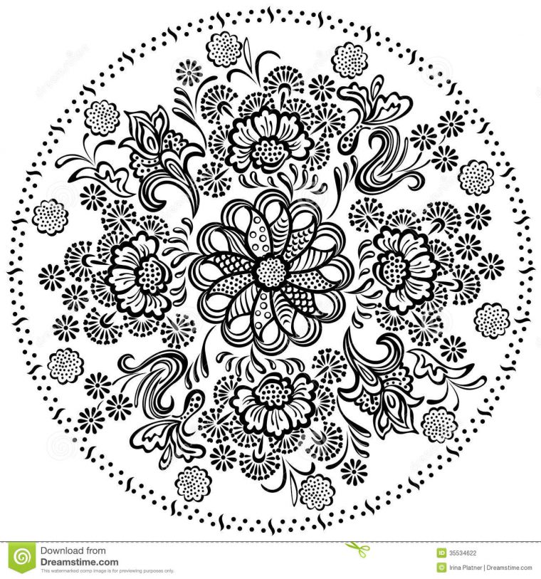 Éléments Floraux Décoratifs De Modèle De Mandala Illustration De serapportantà Modele De Mandala