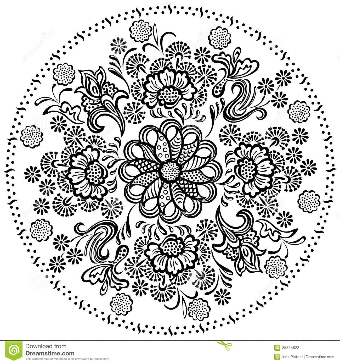 Éléments Floraux Décoratifs De Modèle De Mandala Illustration De serapportantà Modele De Mandala 