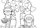 Enfants Moissonnant La Page De Livre De Coloriage De Pommes concernant Pommier Coloriage