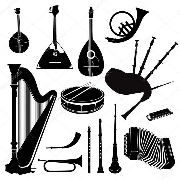 Ensemble Vectoriel D'Instruments De Musique. Silhouette D'Instrument De dedans Image D Instrument De Musique A Imprimer