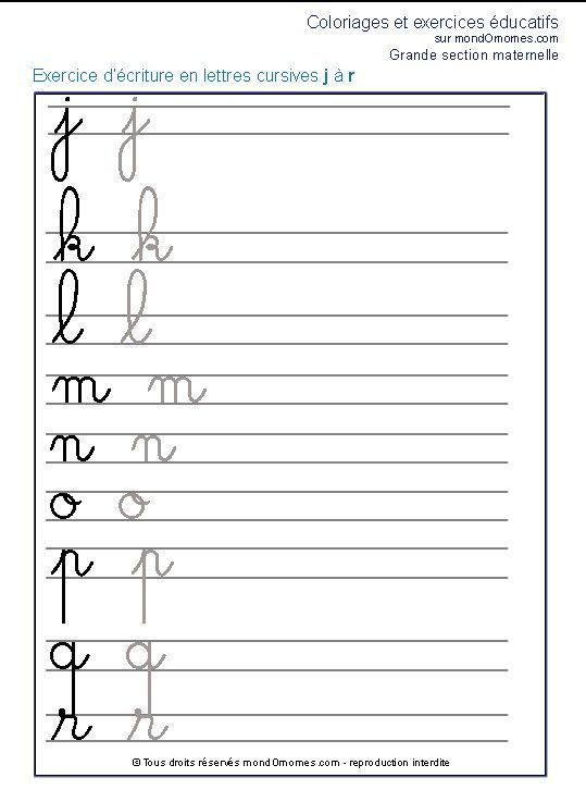 Exercice Écriture Cursive J-R Exercice Maternelle Grande Section serapportantà Alphabet Script À Imprimer