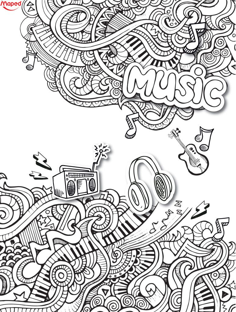 Fête De La Musique  Music Coloring, Music Doodle, Love Coloring Pages destiné Coloriage De Musique