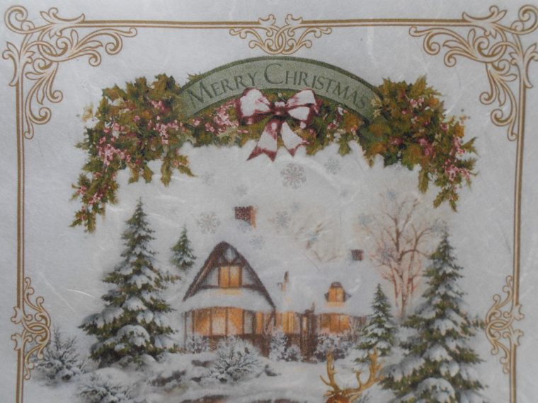 Forest House Winter Deer Merry Christmas Decoupage Rice Paper pour Decoupage Noel