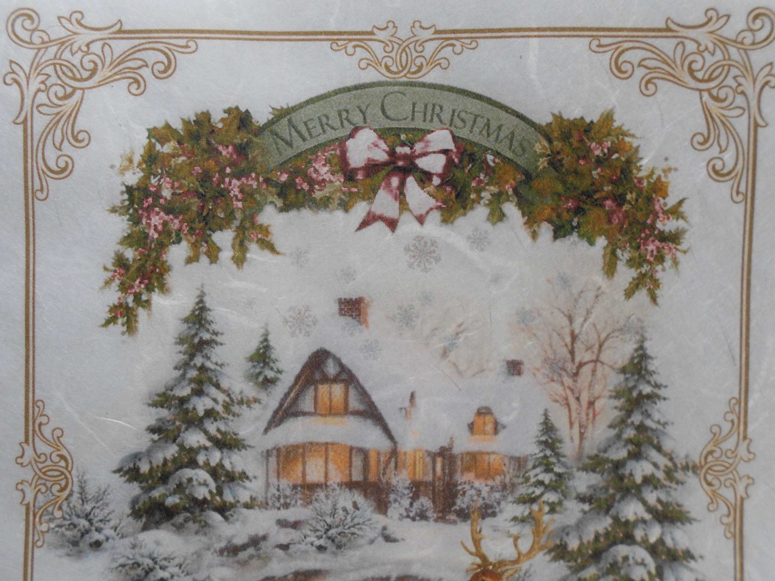 Forest House Winter Deer Merry Christmas Decoupage Rice Paper pour Decoupage Noel 