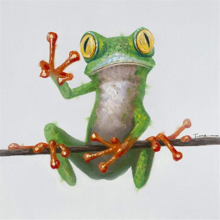 Freddy  Frog Art, Pop Art Animals, Canvas Painting intérieur Dessin De Grenouille Marrante