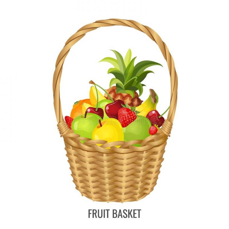 Fruits Exotiques Dans Le Panier En Osier Illustration De Vecteur dedans Dessin Panier De Fruits