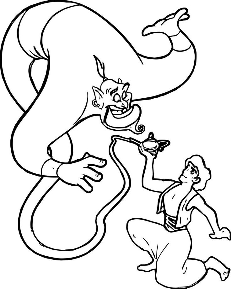 Genie Aladdin Lamp Coloring Page serapportantà Aladin Dessin