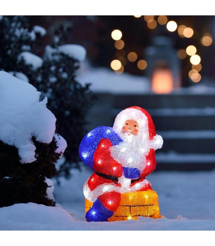 Grand Pere Noel Rouge Sur Cheminée, 37 Cm  Pere Noel Lumineux Avec Hotte dedans Perenoel 