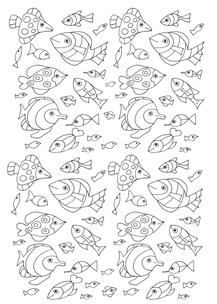 Gratuit 100 Poissons – Poissons – Coloriages Difficiles Pour Adultes avec Dessin De Poisson