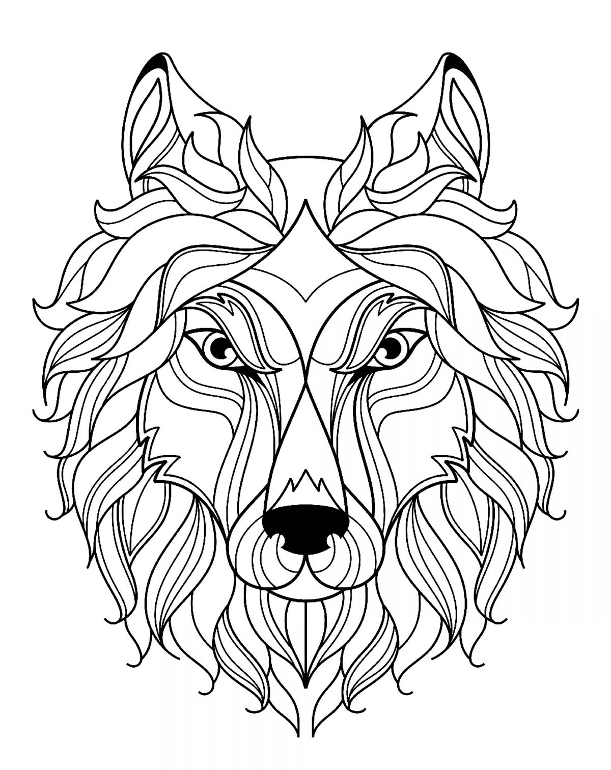 Gratuit Tete De Loup Simple - Coloriage De Loups - Coloriages Pour Enfants destiné Dessin Loup Facile