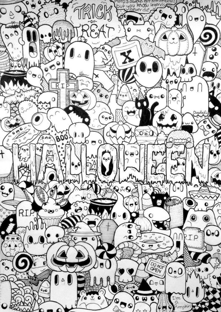 Halloween Doodles – Doodle Coloring Pages Coloriage Halloween À avec Graffiti A Imprimer Gratuit