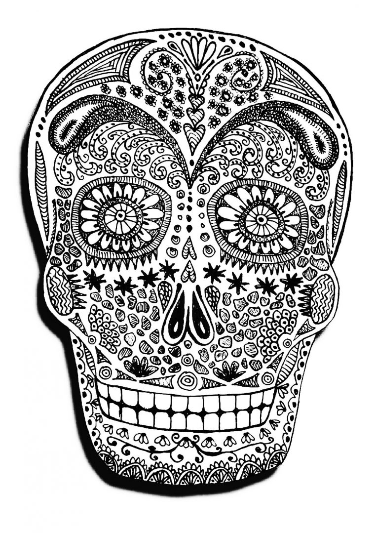 Halloween Skeleton Head – Halloween Adult Coloring Pages intérieur Halloween Dessin