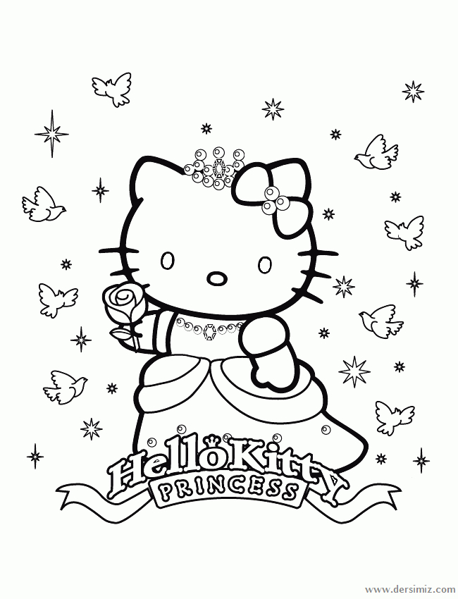 Hello Kitty Boyama Kağıtları, Resimleri intérieur Coloriage Hello Kitty Princesse 