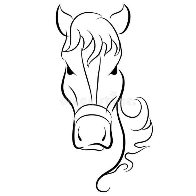 Horse Head Drawing Stock Vector. Illustration Of Graphic – 57325841 dedans Cheval Dessin Simple