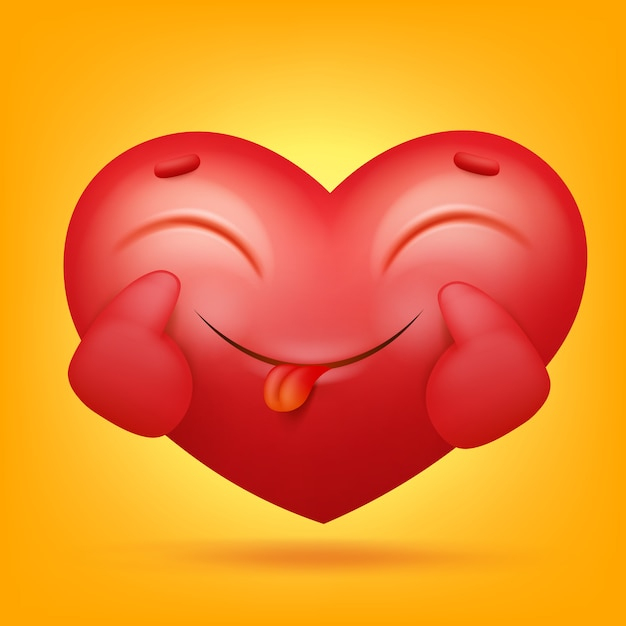 Icône De Personnage Smiley Emoji Coeur Dessin Animé  Vecteur Premium tout Coeur Dessin 