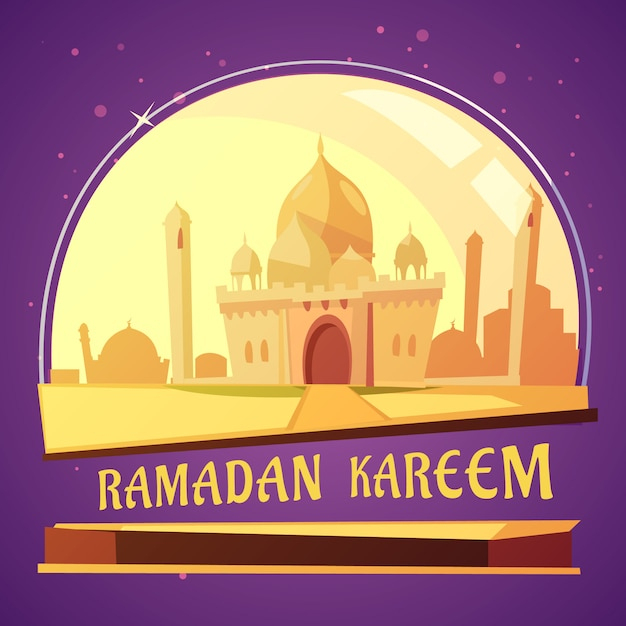 Illustration De Dessin Animé De Ramadan Mosquée Arabe  Vecteur Gratuite pour Dessin Mosquée 