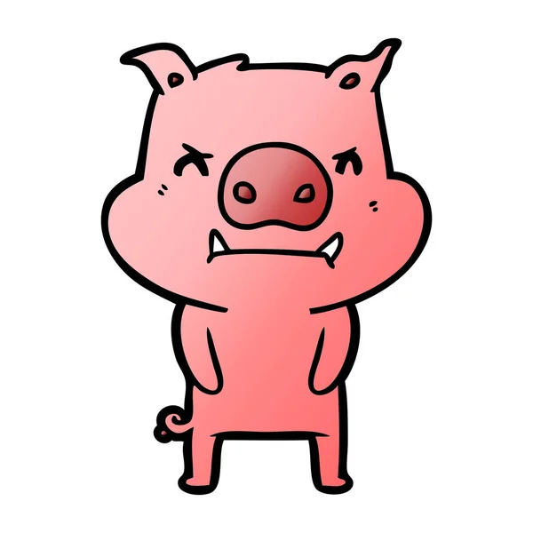 Illustration Vectorielle Cochon Dessin Animé Colère — Image Vectorielle pour Dessin Tete De Cochon 