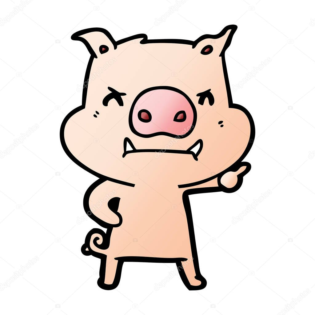 Illustration Vectorielle Cochon Dessin Animé Colère — Image Vectorielle tout Cochon Dessin