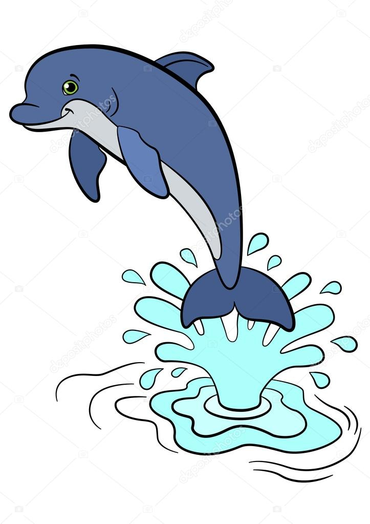 Illustration Vectorielle D&amp;#039;Une Baleine Caricaturale — Image Vectorielle à Dessin De Dauphin En Couleur 