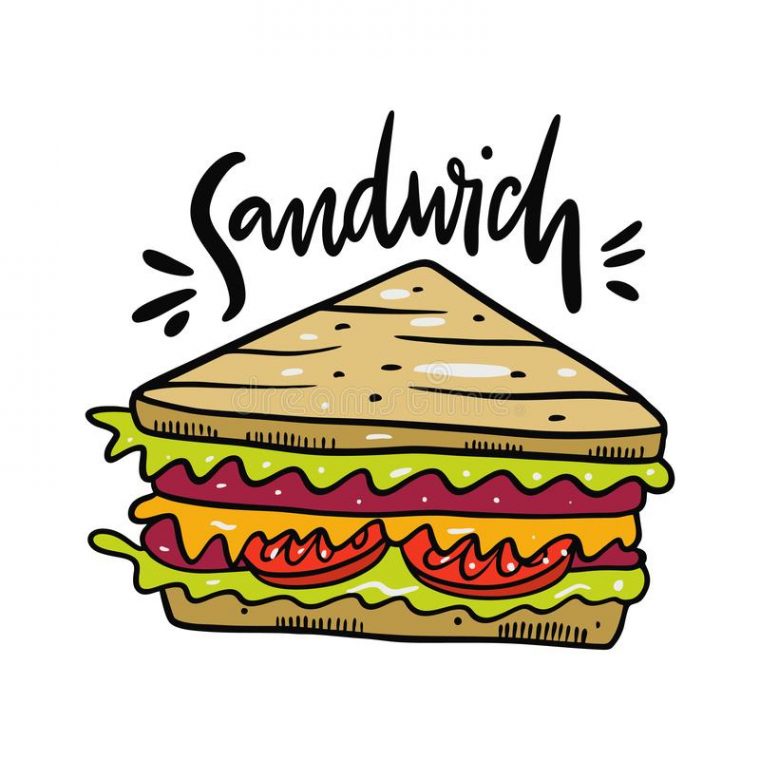 Illustrtion Tir? Par La Main De Vecteur De Sandwich Type De Dessin Anim destiné Dessin De Sandwich