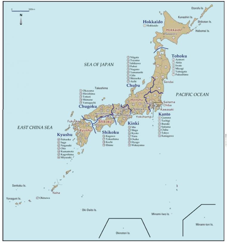 Japan – Maps avec Region Japon