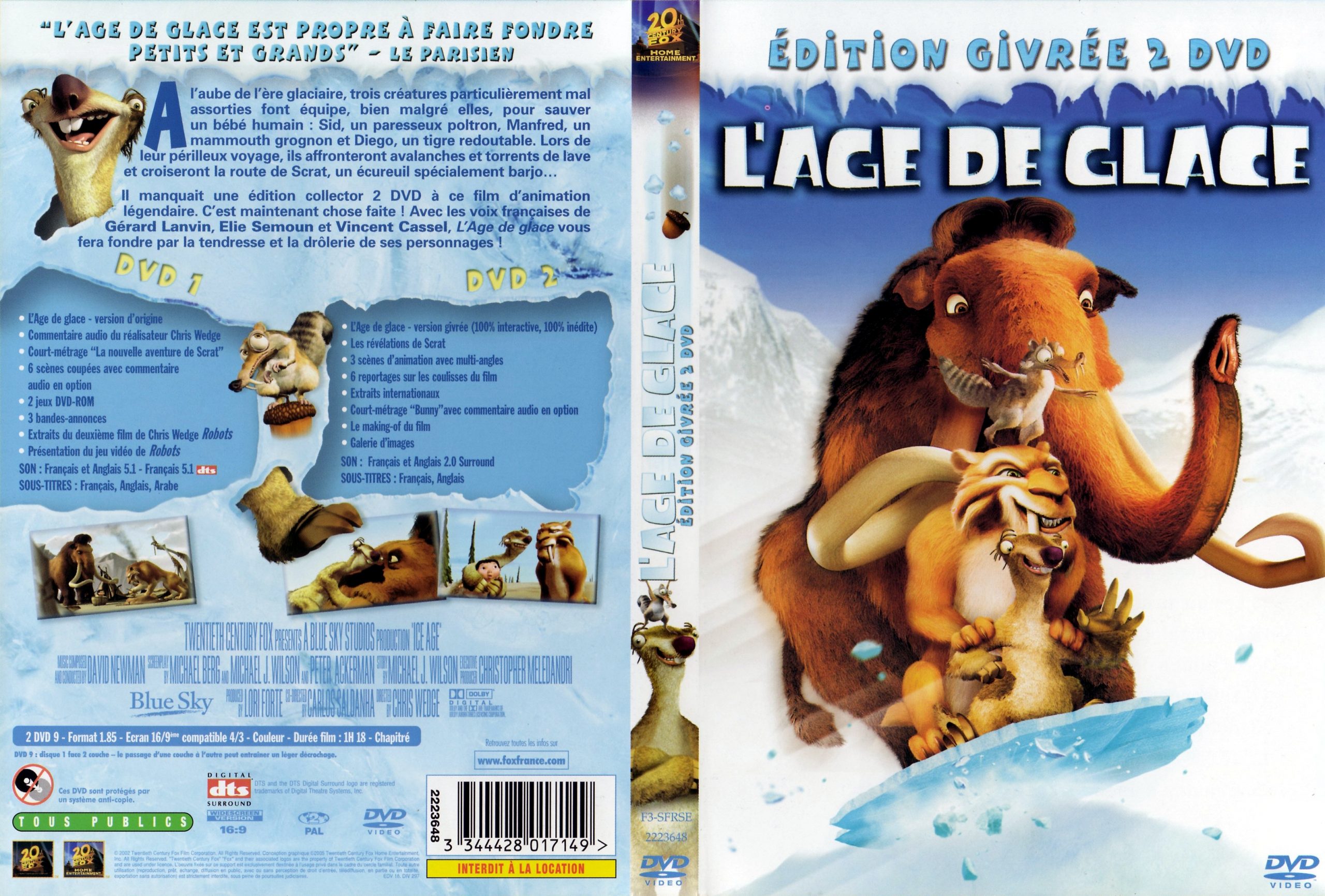 Jaquette Dvd De L&amp;#039;Age De Glace V2 - Cinéma Passion à L Age De La Glace 