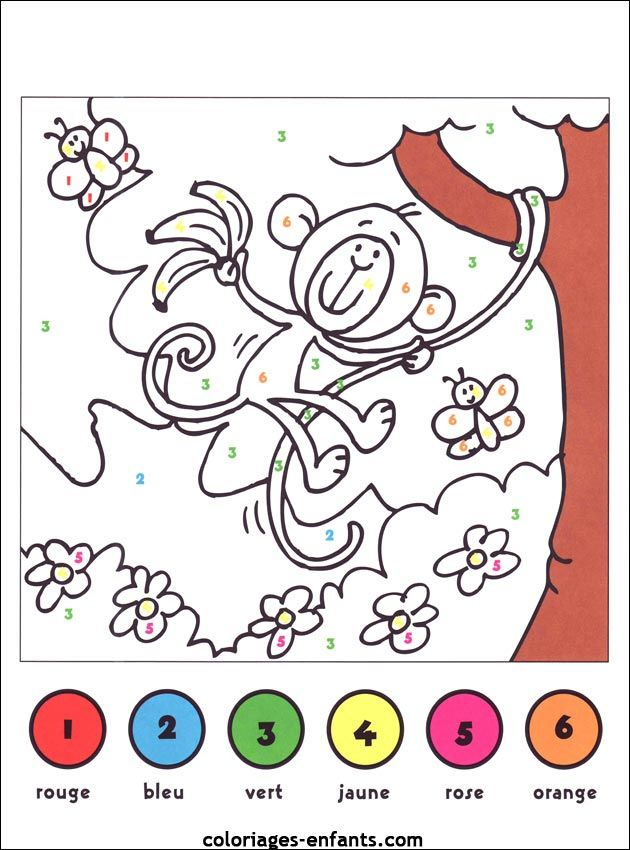 Jeux De Singes  Coloriage Chiffre, Coloriage Magique Ce1, Coloriage intérieur Les Jeux De Coloriage