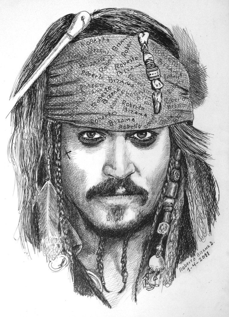 Johnny Deep By Robertobizama On Deviantart  Sparrow Art, Sparrow intérieur Jack Sparrow Dessin 