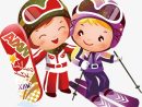 Joli Dessin Animé De Chiffres De Couples De Ski Le Ski Un Dessin De tout Ski Dessin