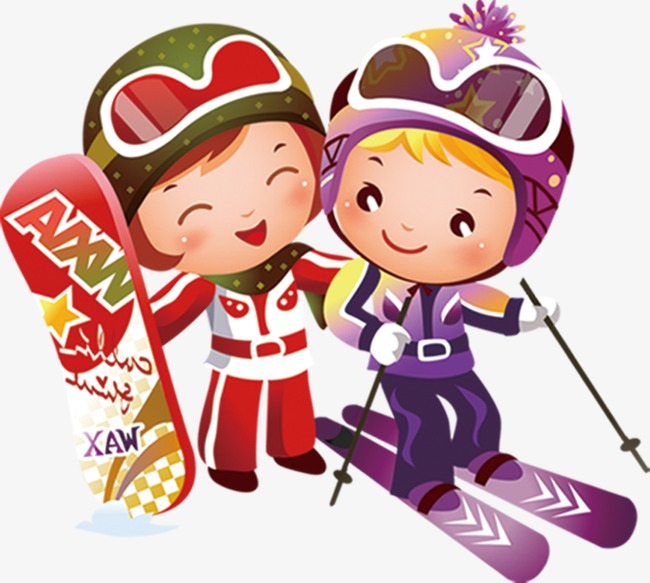 Joli Dessin Animé De Chiffres De Couples De Ski Le Ski Un Dessin De tout Ski Dessin 