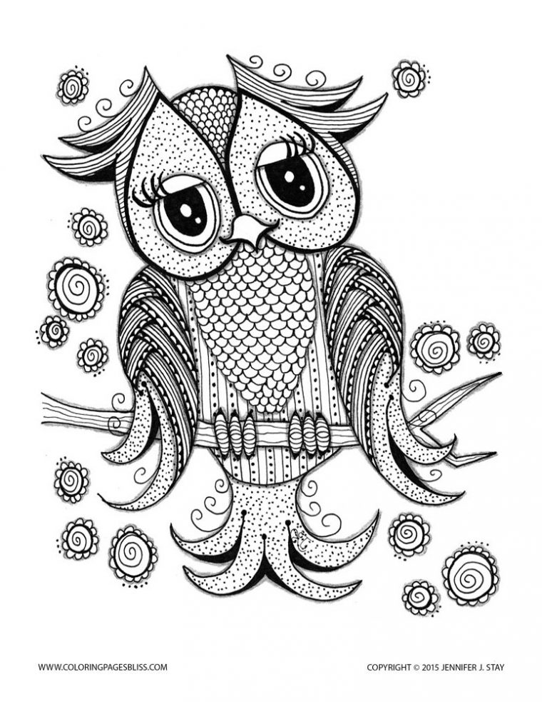 Joli Hibou – Hiboux – Coloriages Difficiles Pour Adultes serapportantà Dessin Hibou