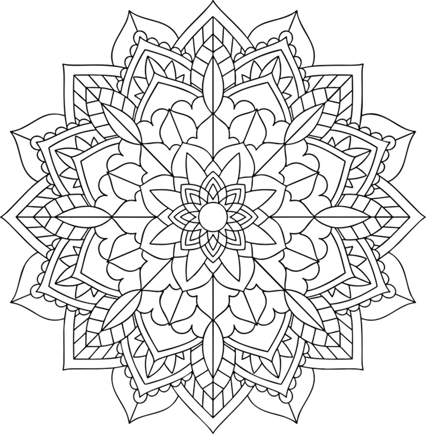 Joli Mandala Floral - Mandalas De Difficulté Normale - 100% Mandalas serapportantà Mandala Facile À Imprimer 