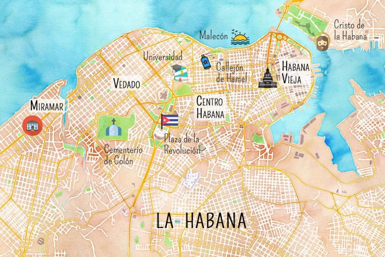 La Havane Carte » Vacances – Guide Voyage serapportantà Carte De Cuba À Imprimer