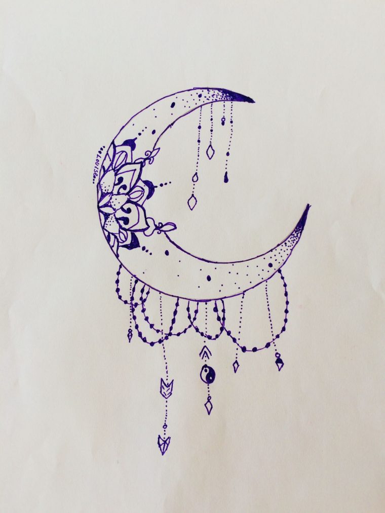 La Lune  Dessin Attrape Reve, Tattoo Attrape Reve, Uage Art Déco tout Dessin De Lune