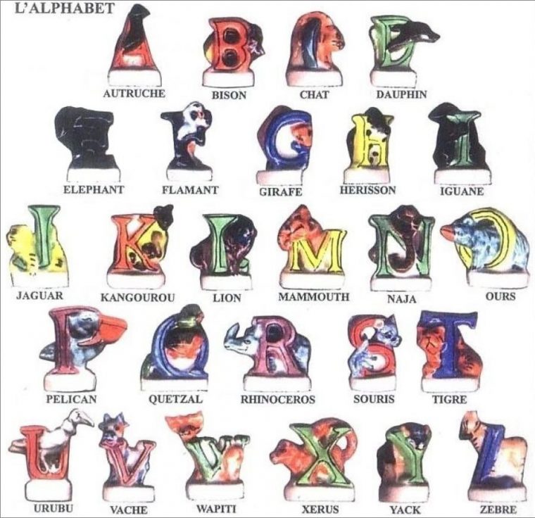 L'Alphabet Des Animaux – 26 Fèves Brillantes Arguydal 1998 Autres à L Alphabet Des Animaux