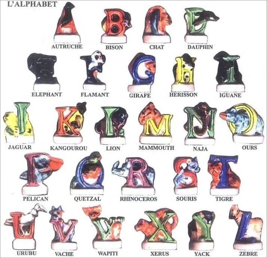 L&amp;#039;Alphabet Des Animaux - 26 Fèves Brillantes Arguydal 1998 Autres à L Alphabet Des Animaux 