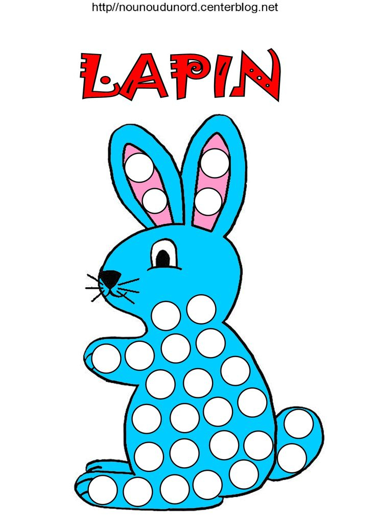 Lapin De Pâques En Bleu Pour Gommettes  Coloriage Paques, Coloriage serapportantà Lapin A Imprimer Pour Paques 