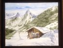 Le Chalet En Hiver - Peinture À L'Huile Au Couteau - Paysage De avec Chalet Montagne Dessin