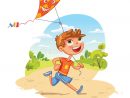 Le Garçon Joue Avec Un Cerf-Volant En Parc Personnage De Dessin Animé avec Dessin Volant