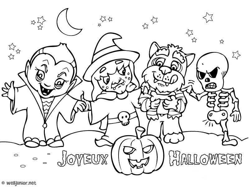 Les Enfants Déguisés Coloriage Halloween Gratuit Sur tout Dessin A Imprimer Halloween Gratuit